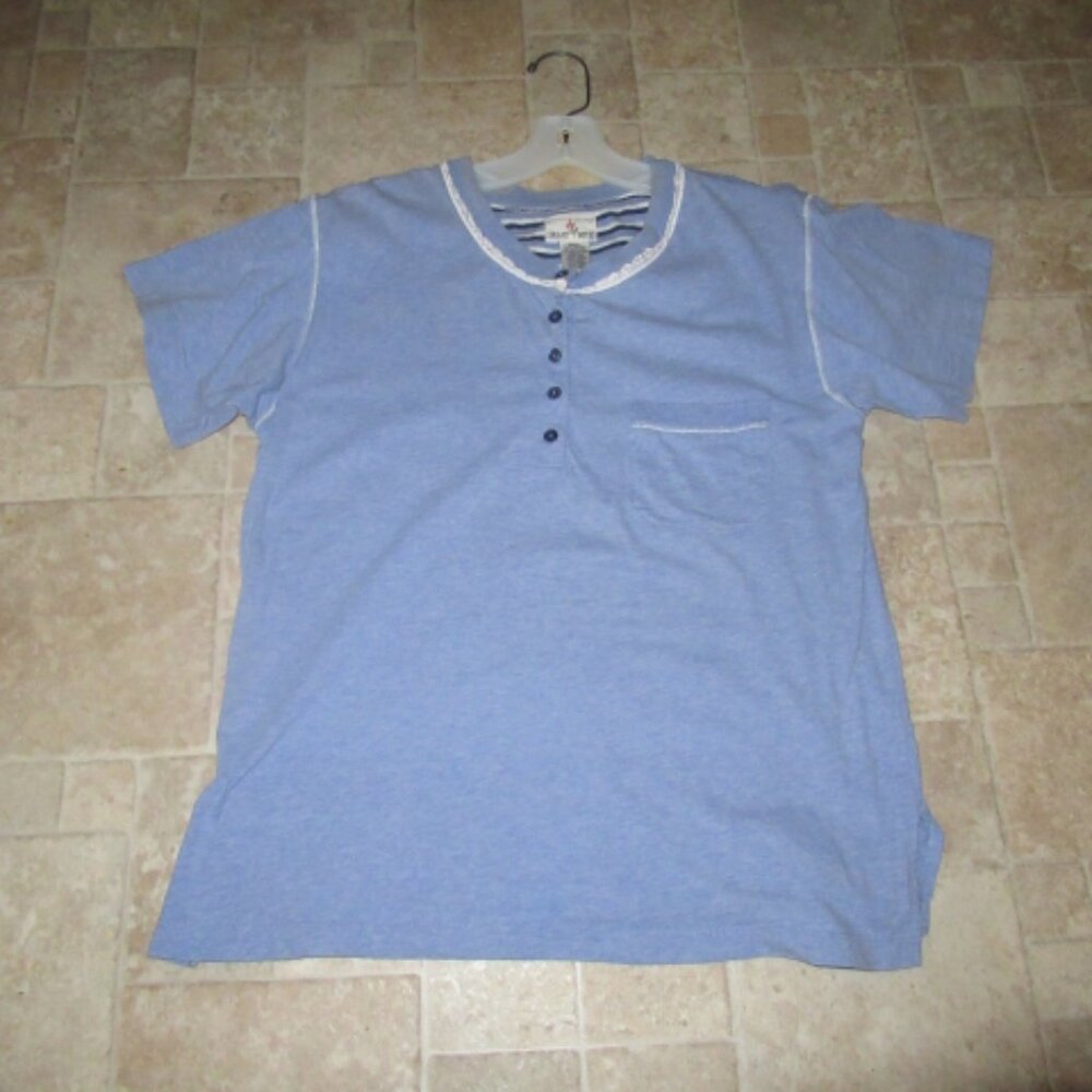 Great Nites soft cotton henley top w/pocket